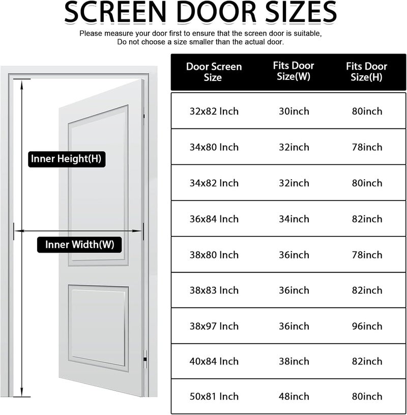 YRH Magnetic Fly Screen Door,Fiberglass Enhanced Screen Mesh,with Stay Open Buckles,Heavy Duty Self-Sealing Mesh,(Fit for Door Size:32x80 Inch,Screen Itself Size:34x82 Inch,Black) - Image 2